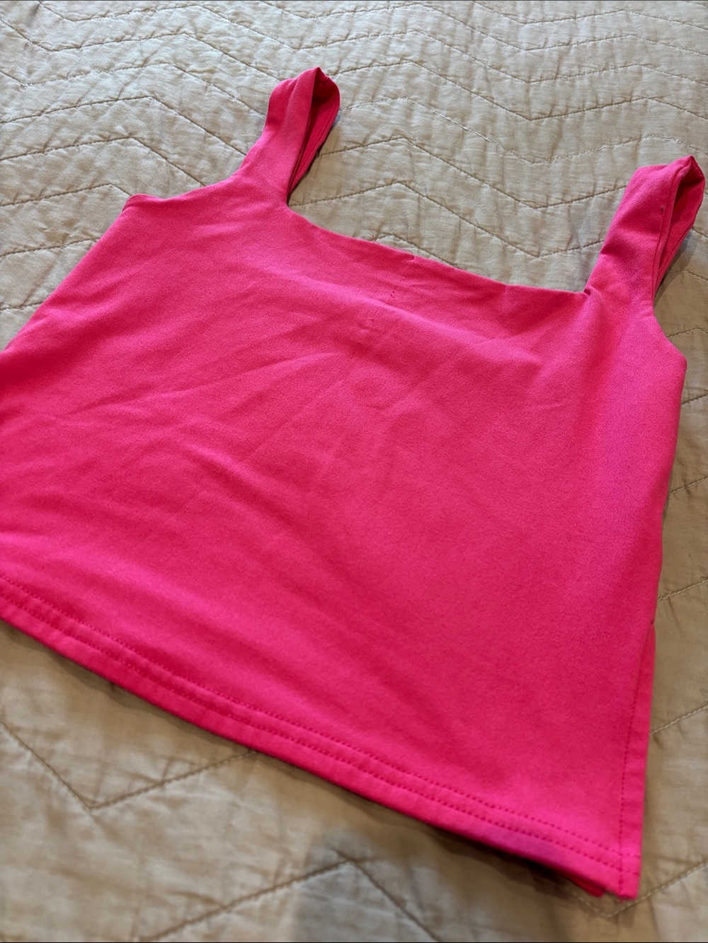 SHEIN Bright Pink Square Neck Crop Tank